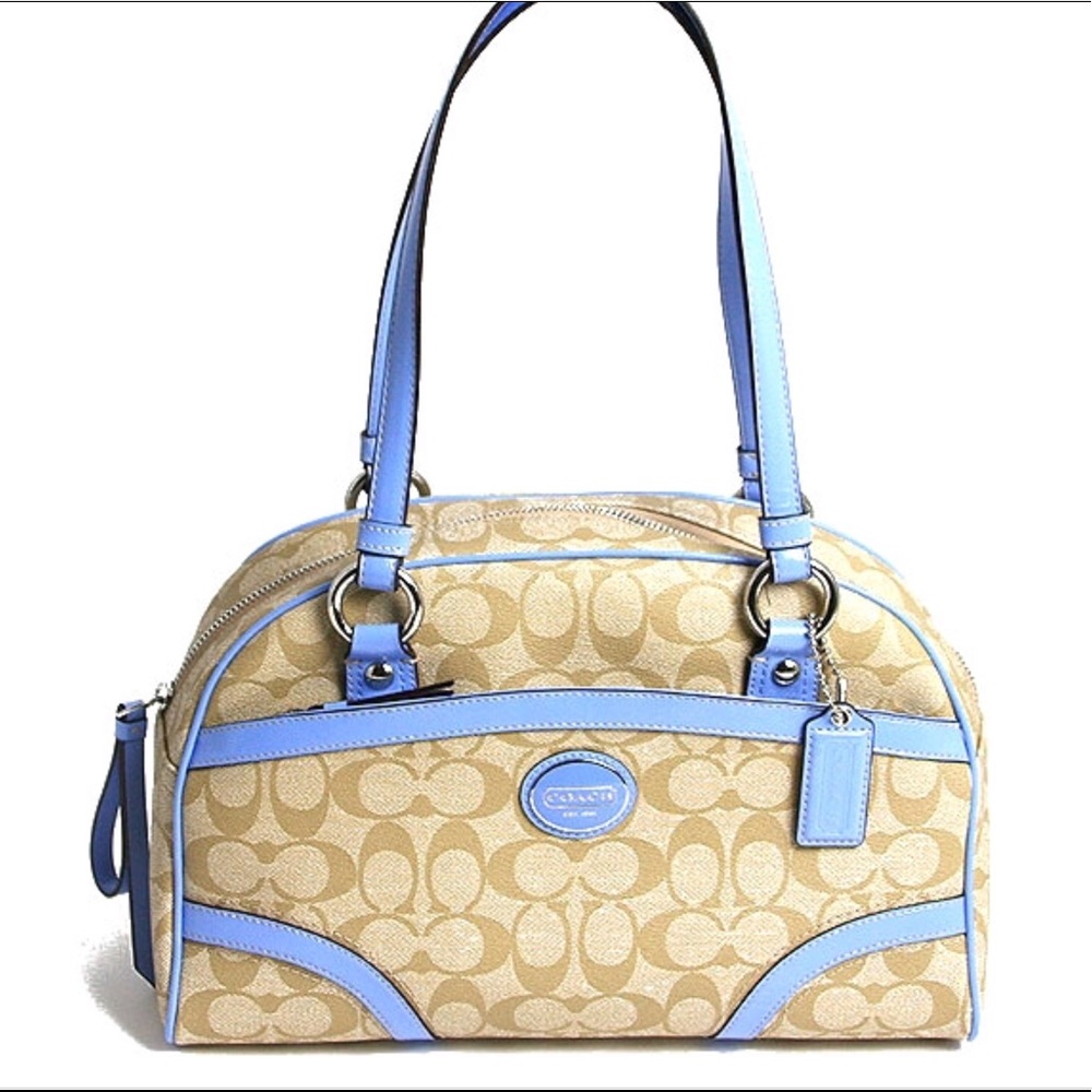 Khaki Coach Bag w/ blue accents